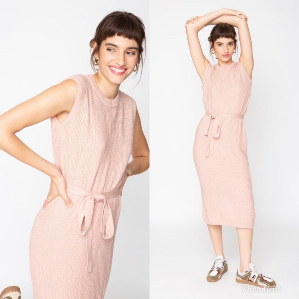 NEW Anthropologie Callahan Pink Knit Midi Dress- Medium